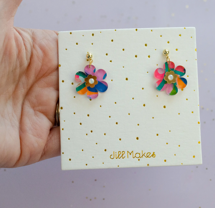 Colorful Handmade Flower Dangle Earrings