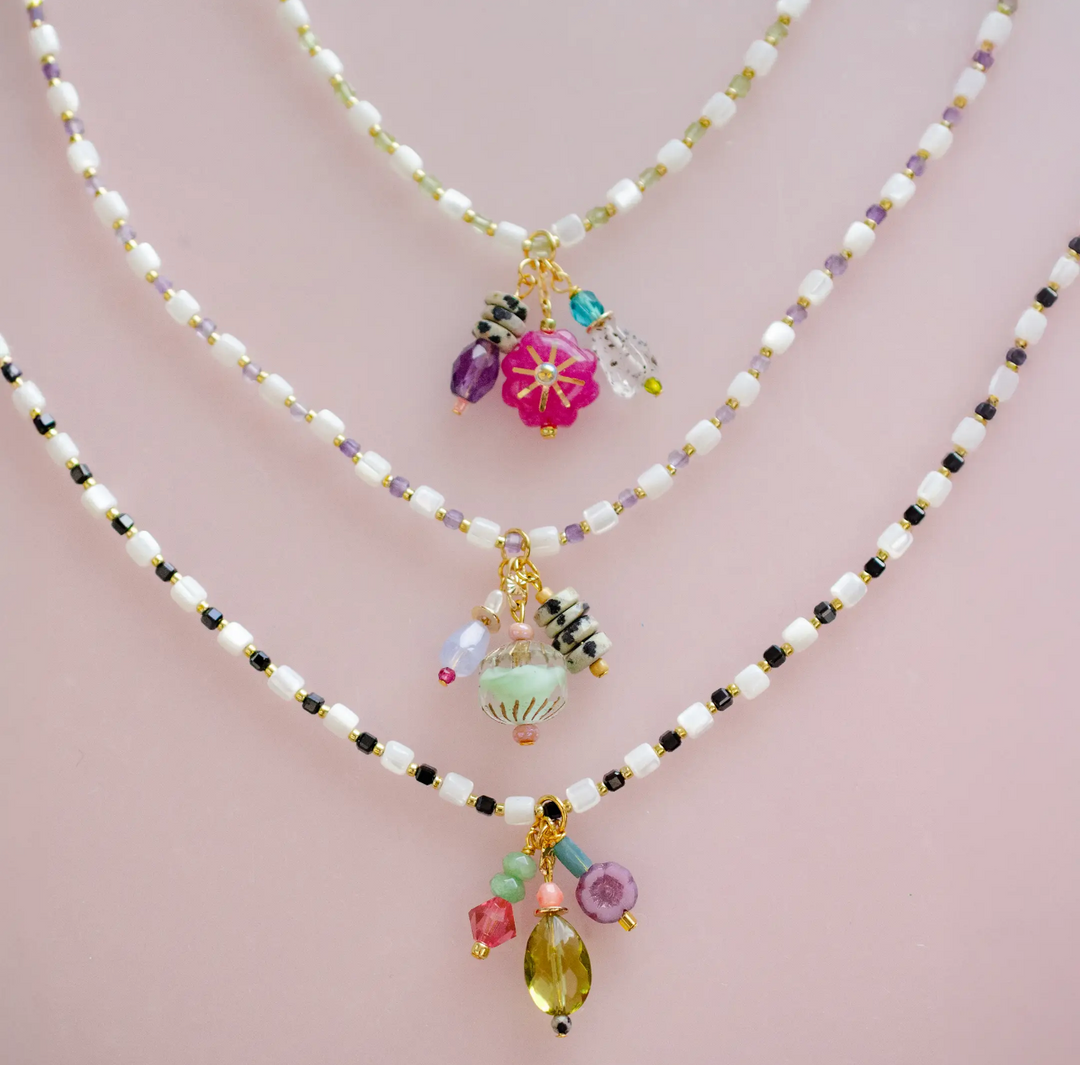 Beaded Chain and Colorful Charm Necklace