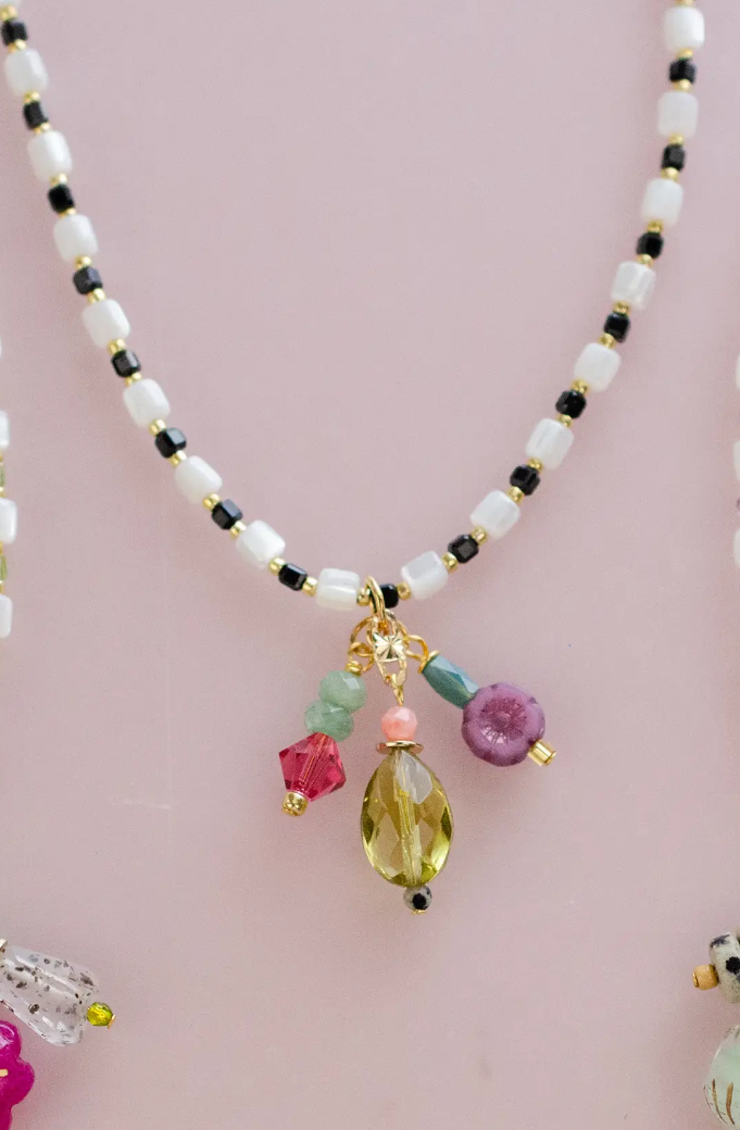 Beaded Chain and Colorful Charm Necklace