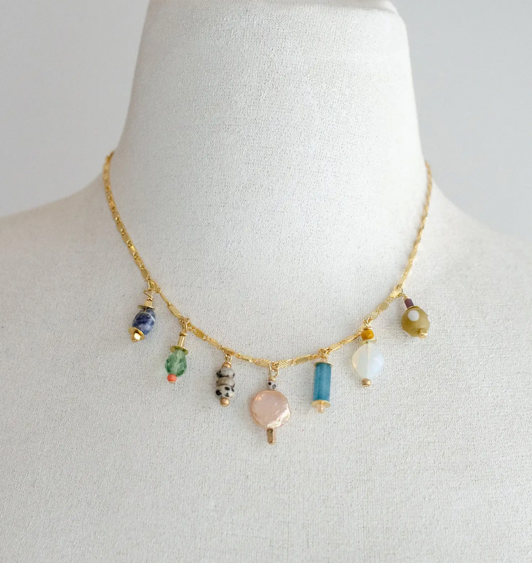 Colorful Beaded Charm Necklace