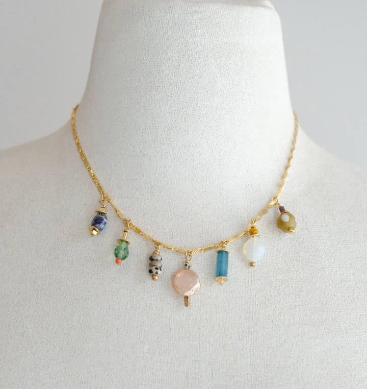 Colorful Beaded Charm Necklace