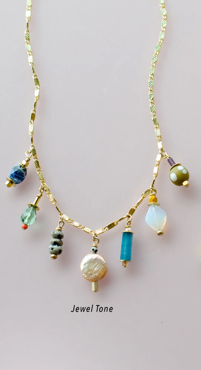 Colorful Beaded Charm Necklace