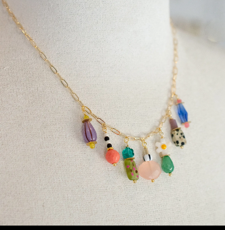 Dainty Colorful Charm Beaded Necklace