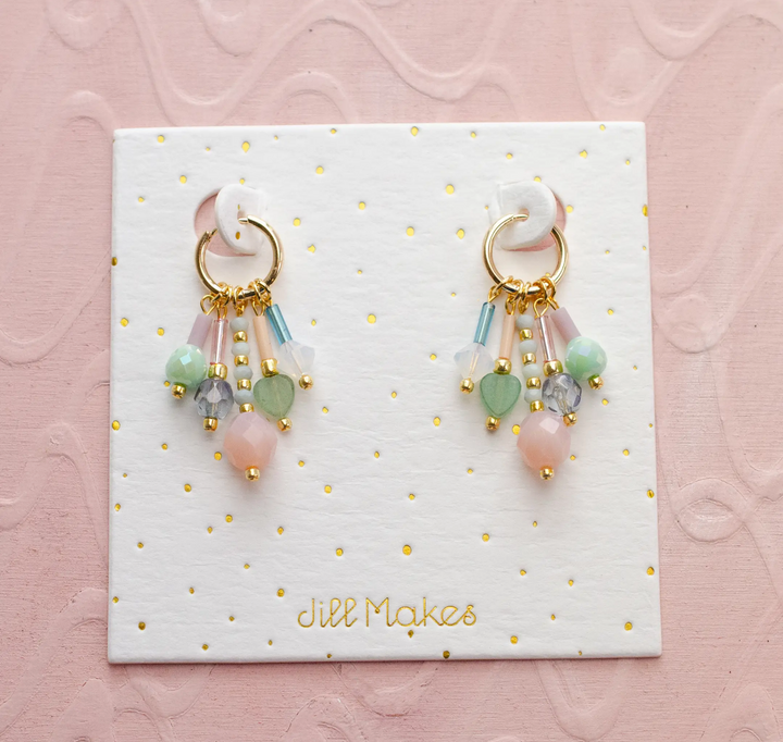 Dangle Glass Bead Earrings-Pastel