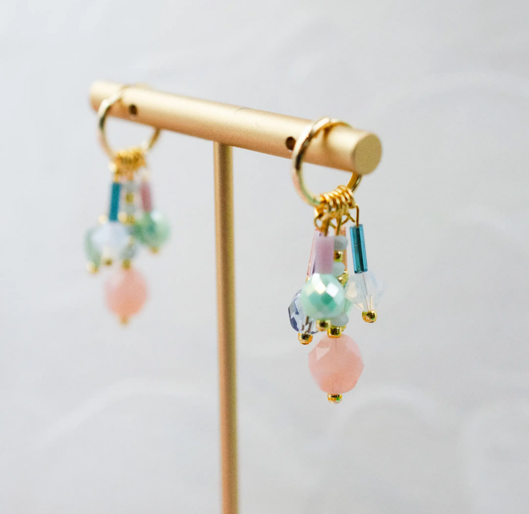 Dangle Glass Bead Earrings-Pastel