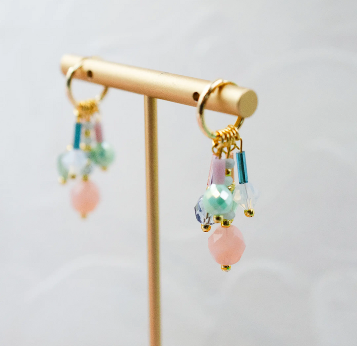 Dangle Glass Bead Earrings-Pastel