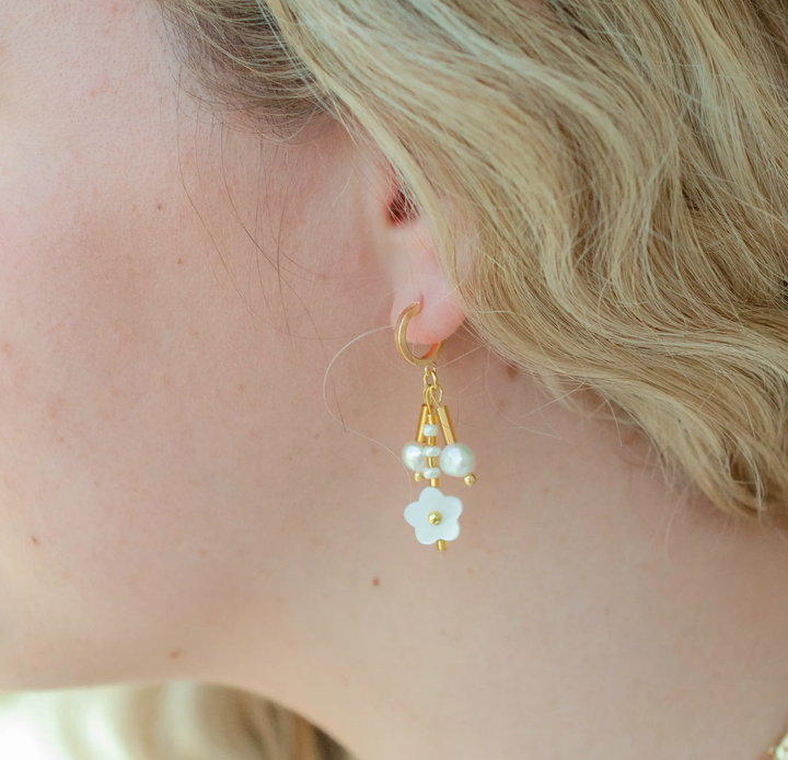 Pearl Flower Dangle Earrings