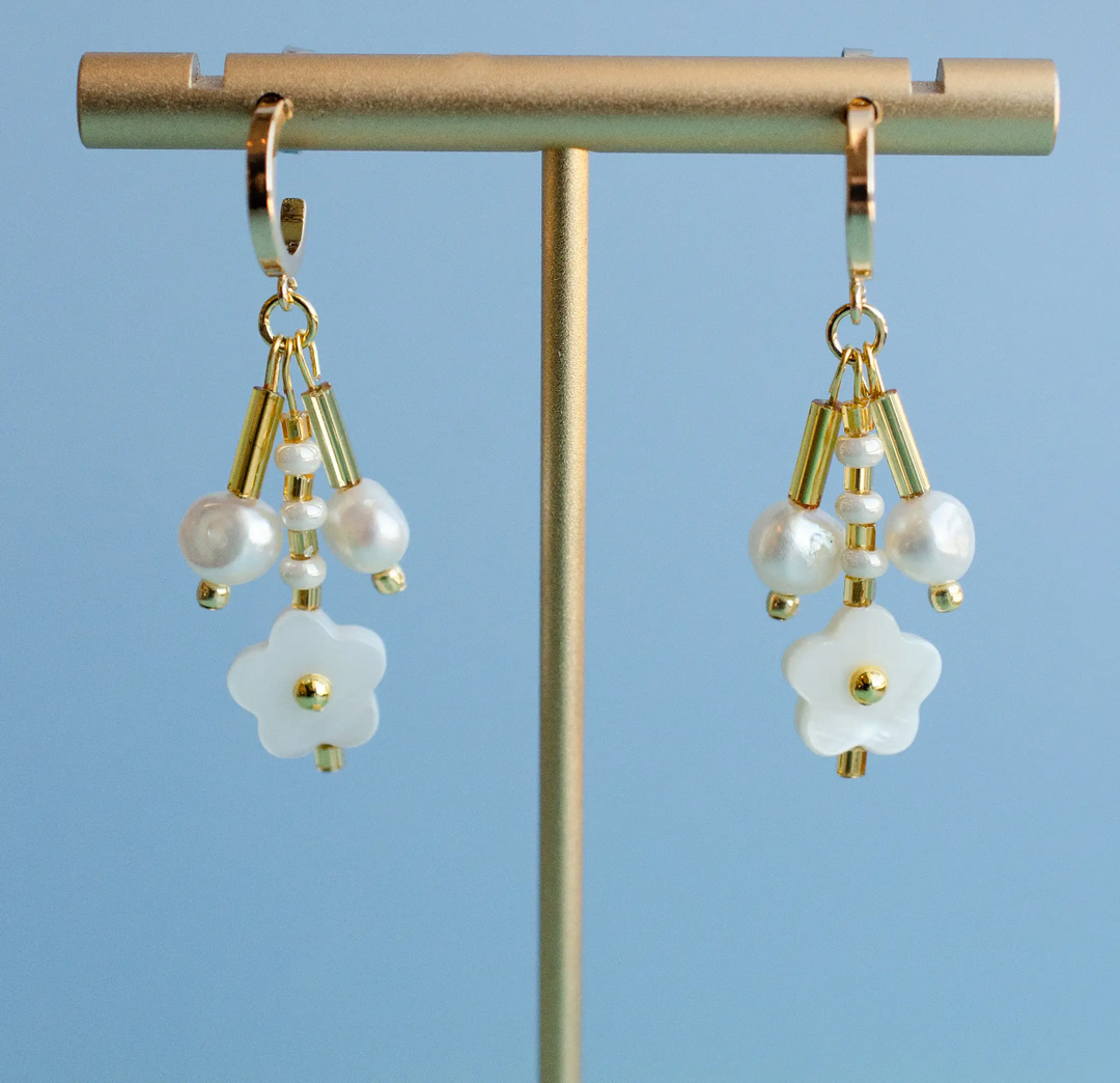 Pearl Flower Dangle Earrings