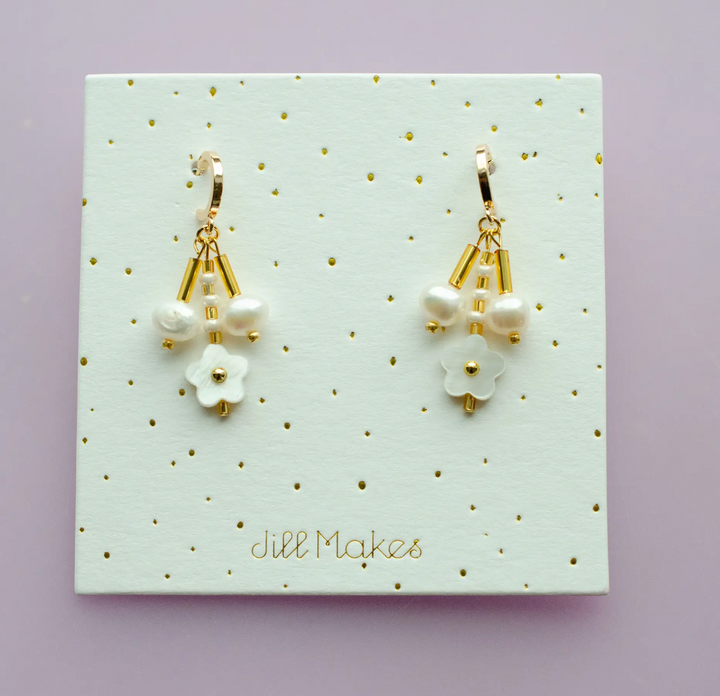 Pearl Flower Dangle Earrings