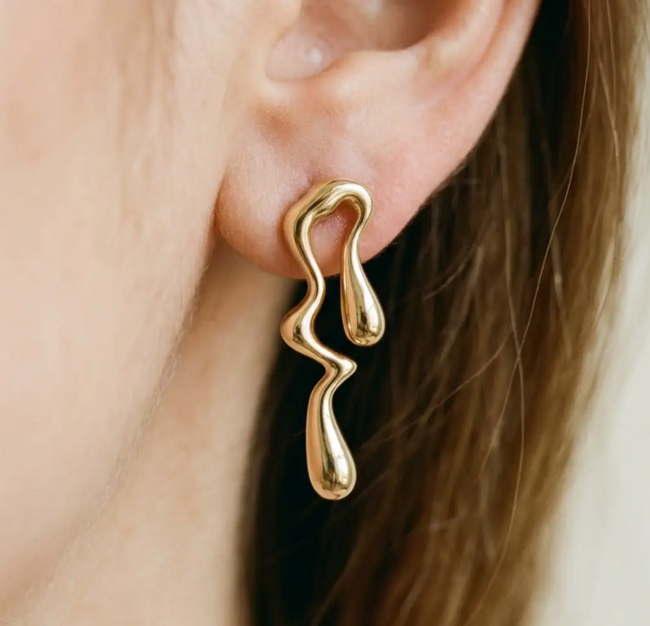 14K Gold Filled Sculptural Molten Earrings