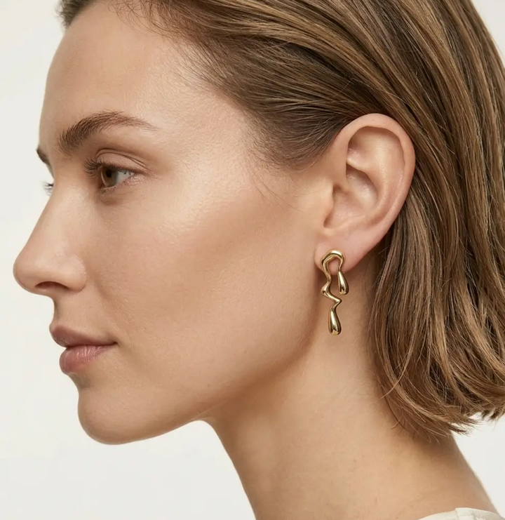 14K Gold Filled Sculptural Molten Earrings