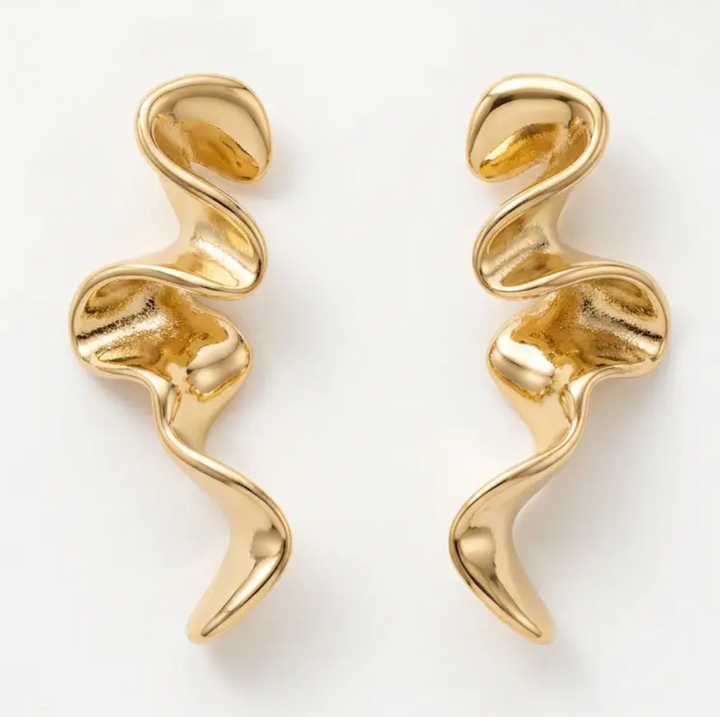 14K Gold Filled Sculptural Flow Drop Earrings