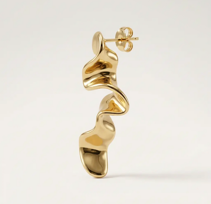 14K Gold Filled Sculptural Flow Drop Earrings