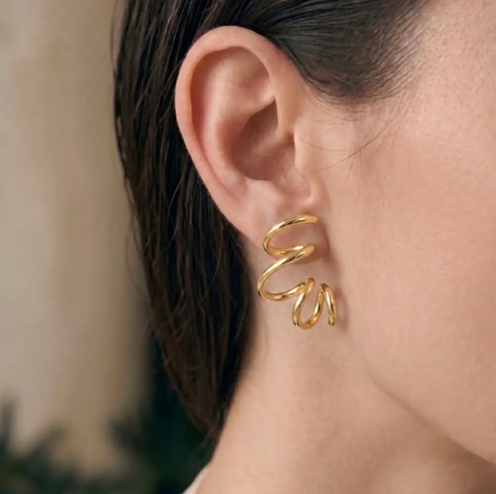 14K Gold Filled Sculptural Ribbon Earrings