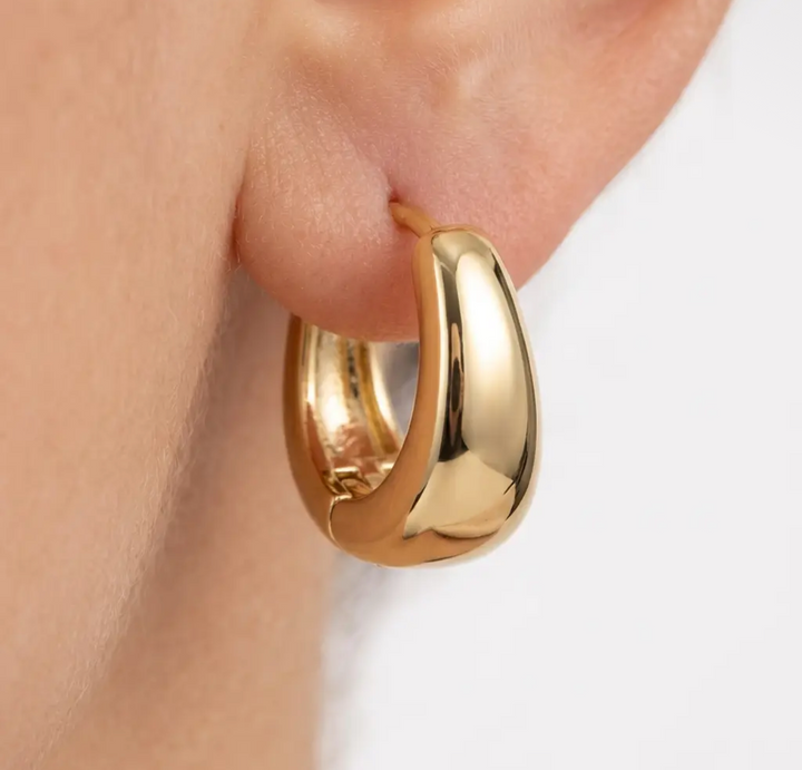 14K Gold Filled Sculptural Dome Huggie Earrings