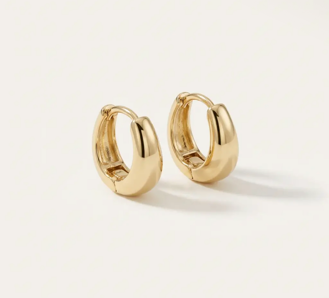 14K Gold Filled Sculptural Dome Huggie Earrings