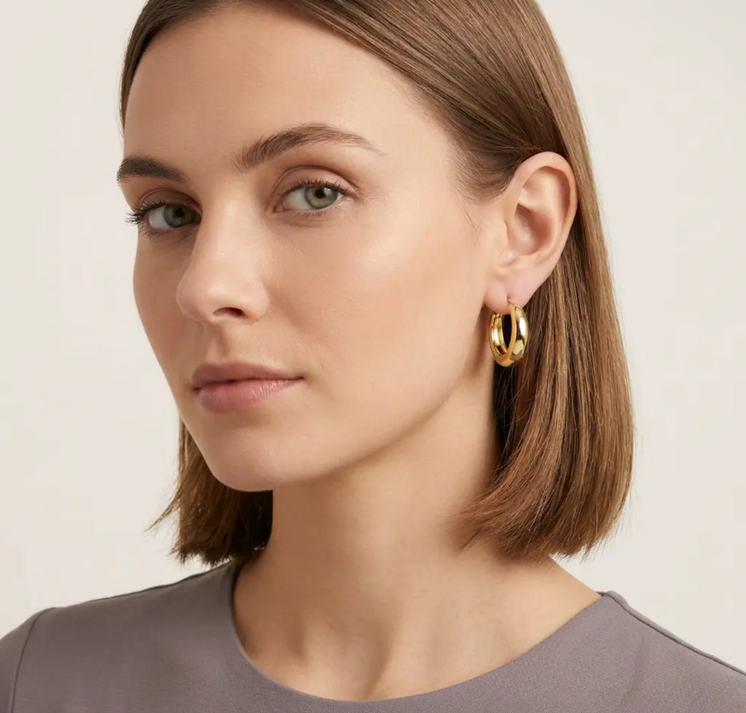 14K Gold Filled Sculptural Dome Huggie Earrings