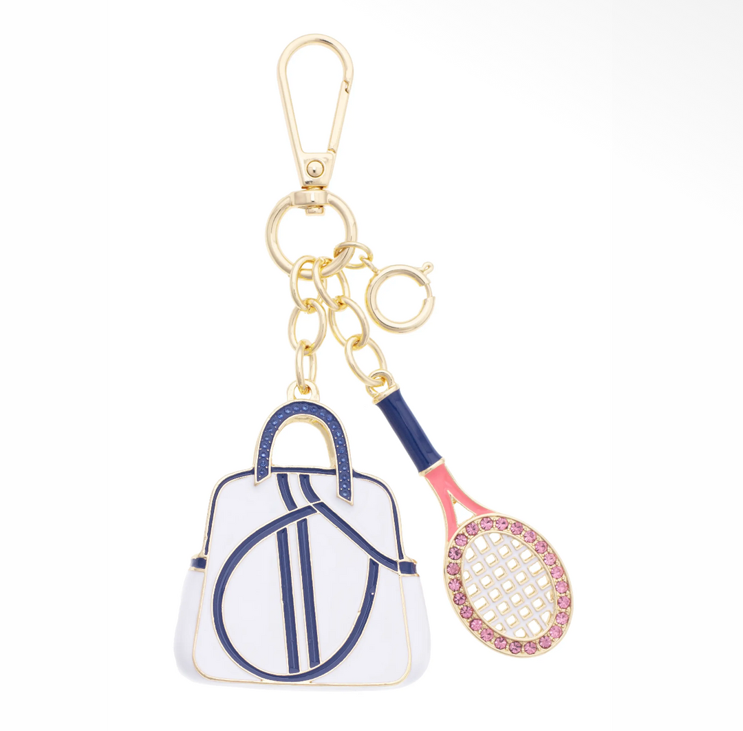 Bag Charm-Rhinestone Tennis Racket and Bag