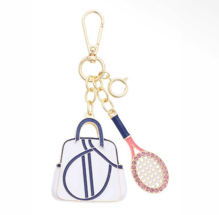 Bag Charm-Rhinestone Tennis Racket and Bag