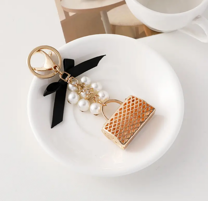 Bag Charm-Rhinestone Handbag with Bow