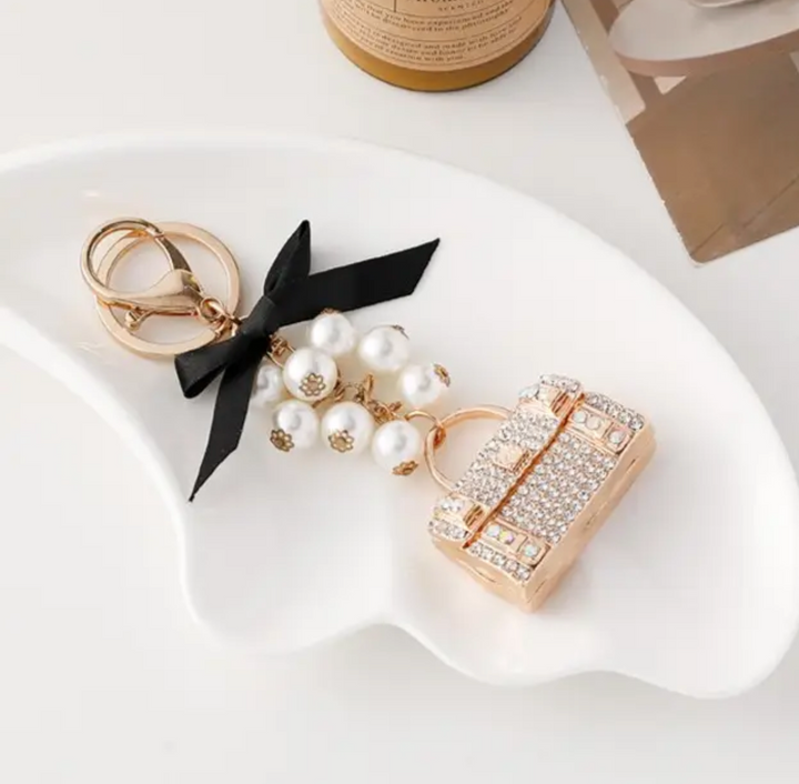 Bag Charm-Rhinestone Handbag with Bow