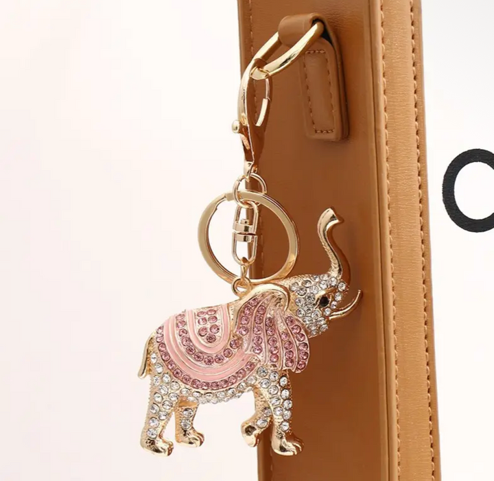 Bag Charm-Turquoise Rhinestone Elephant