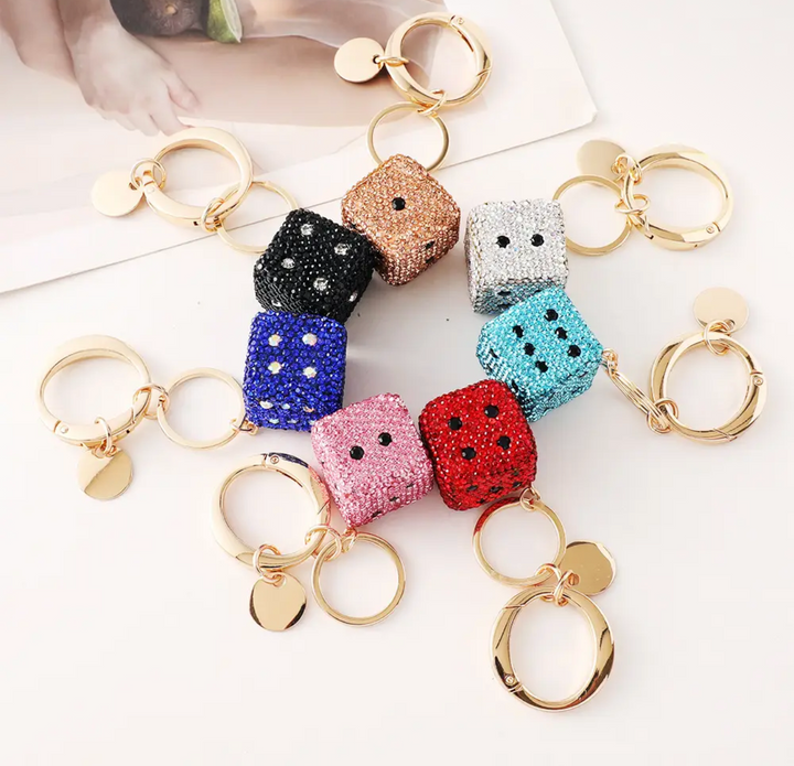 Bag Charm-Champagne Rhinestone Dice