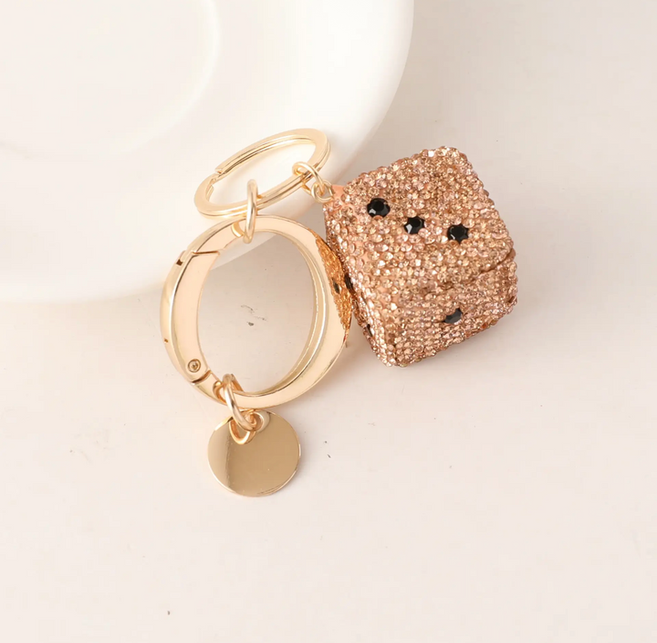 Bag Charm-Champagne Rhinestone Dice