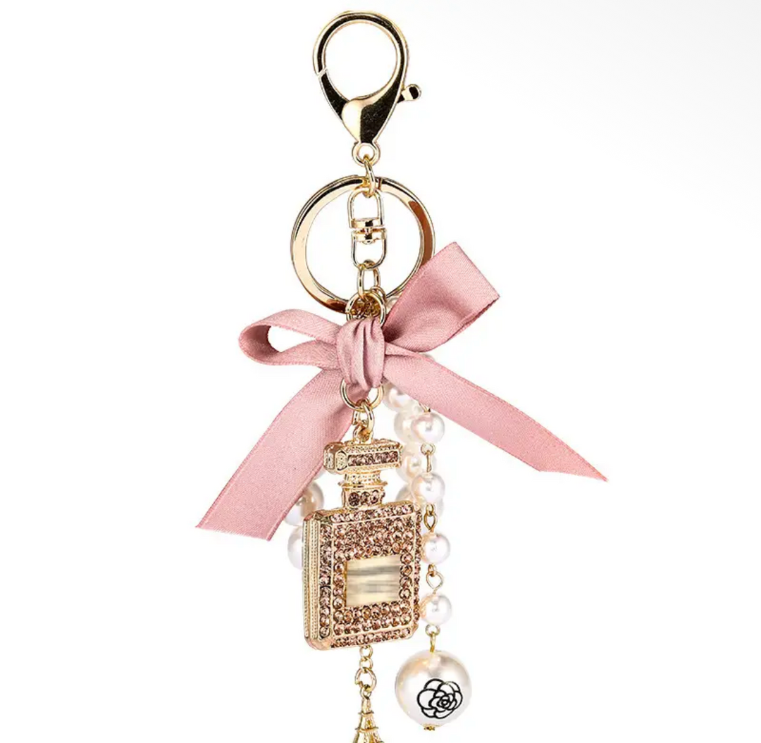 Bag Charm-Pink Perfume Bottle and Bow