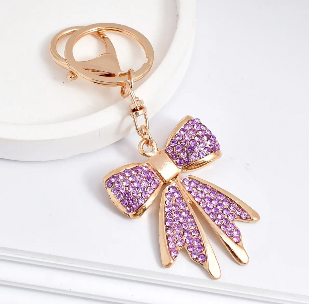 Bag Charm-Lavender Rhinestone Bow