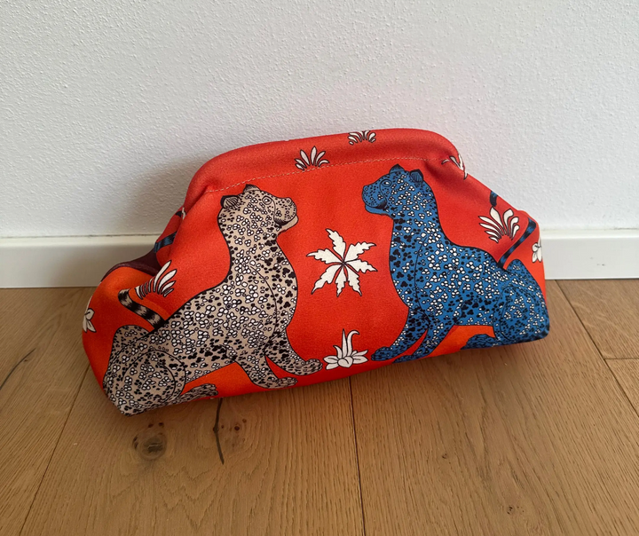 Fabric Clutch Bag-Rosso