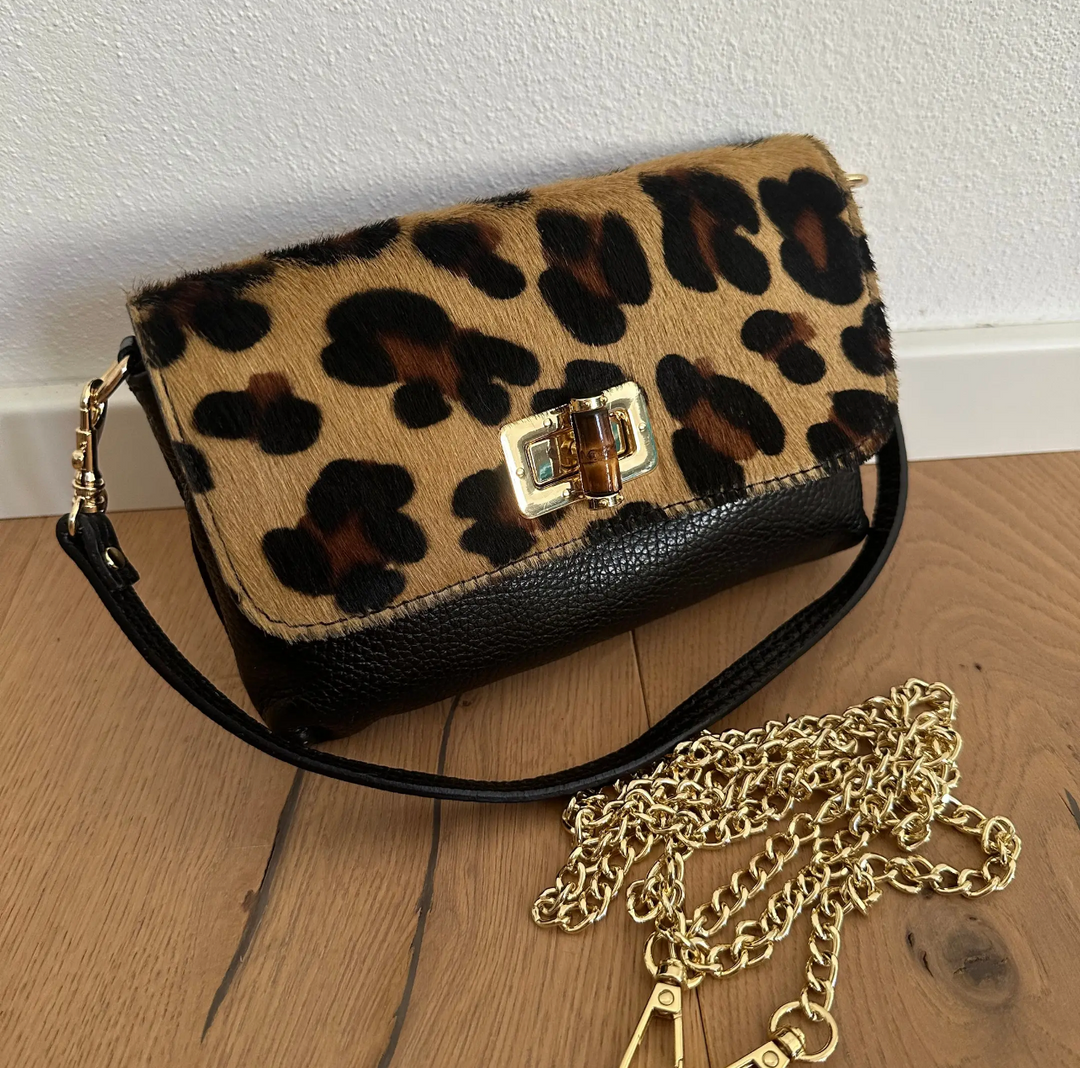 Leopard Print Hair on Hide Cross Body Bag