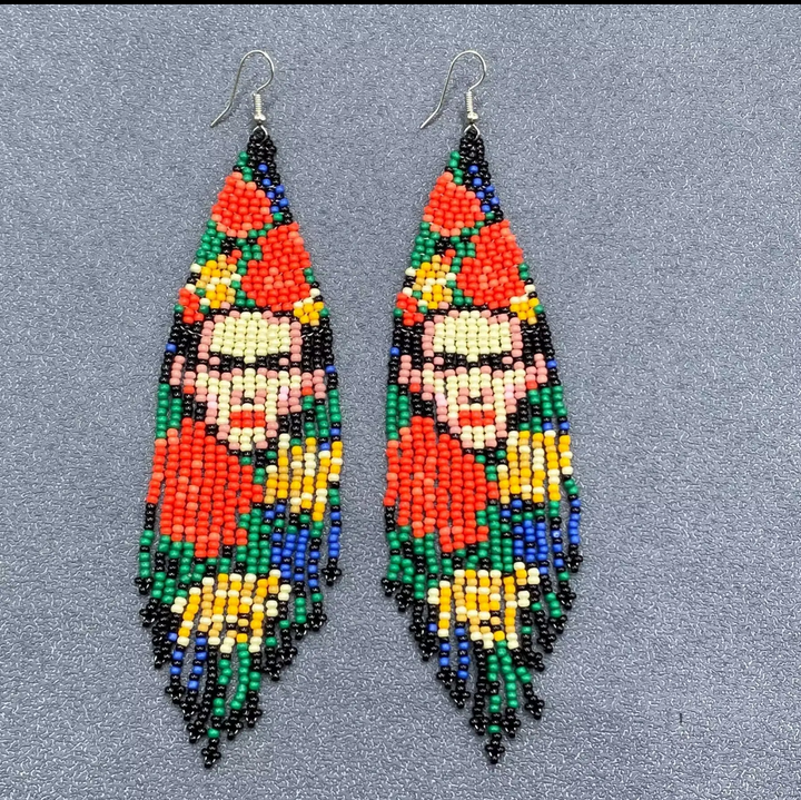 Frida Kahlo Handmade Seed Bead Fringe Earrings