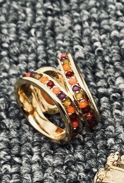 Vintage Style Inlaid Stone Ring-Fire