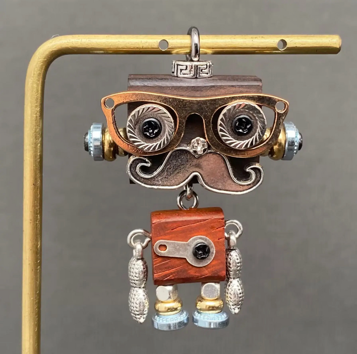Handmade Punk Robot Necklace-Teak