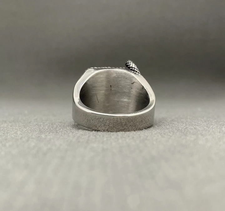 Men's Stainless and Obsidian Snake Ring-Size 9