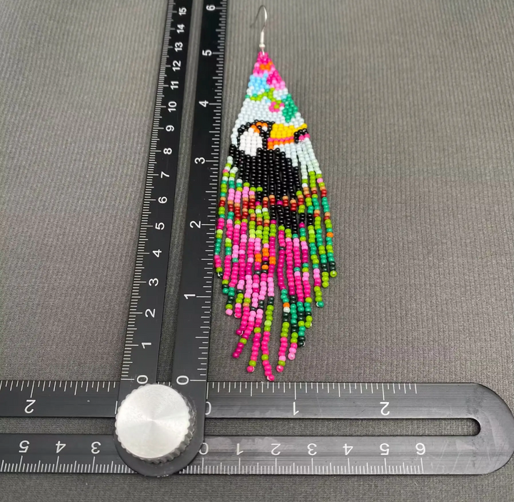 Toucan Seed Bead Dangle Earrings