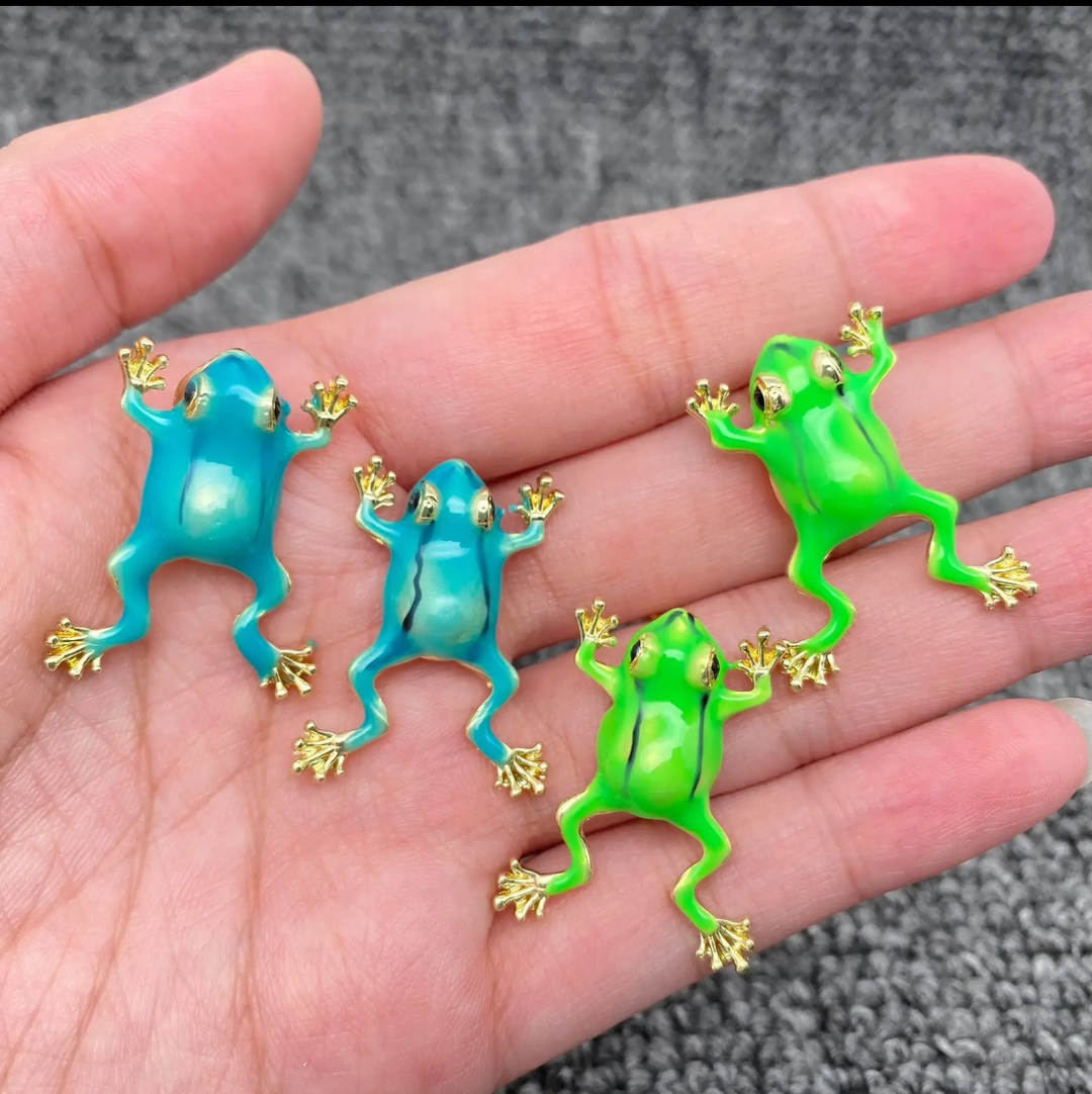 Tree Frog Enamel and 18k Gold Plated Earrings-Lime