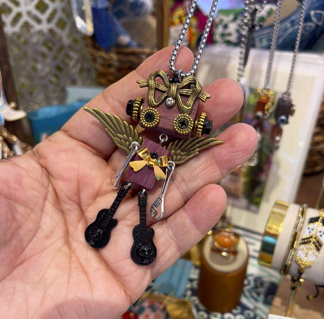 Handmade Punk Robot Necklace-Rose Gold Color