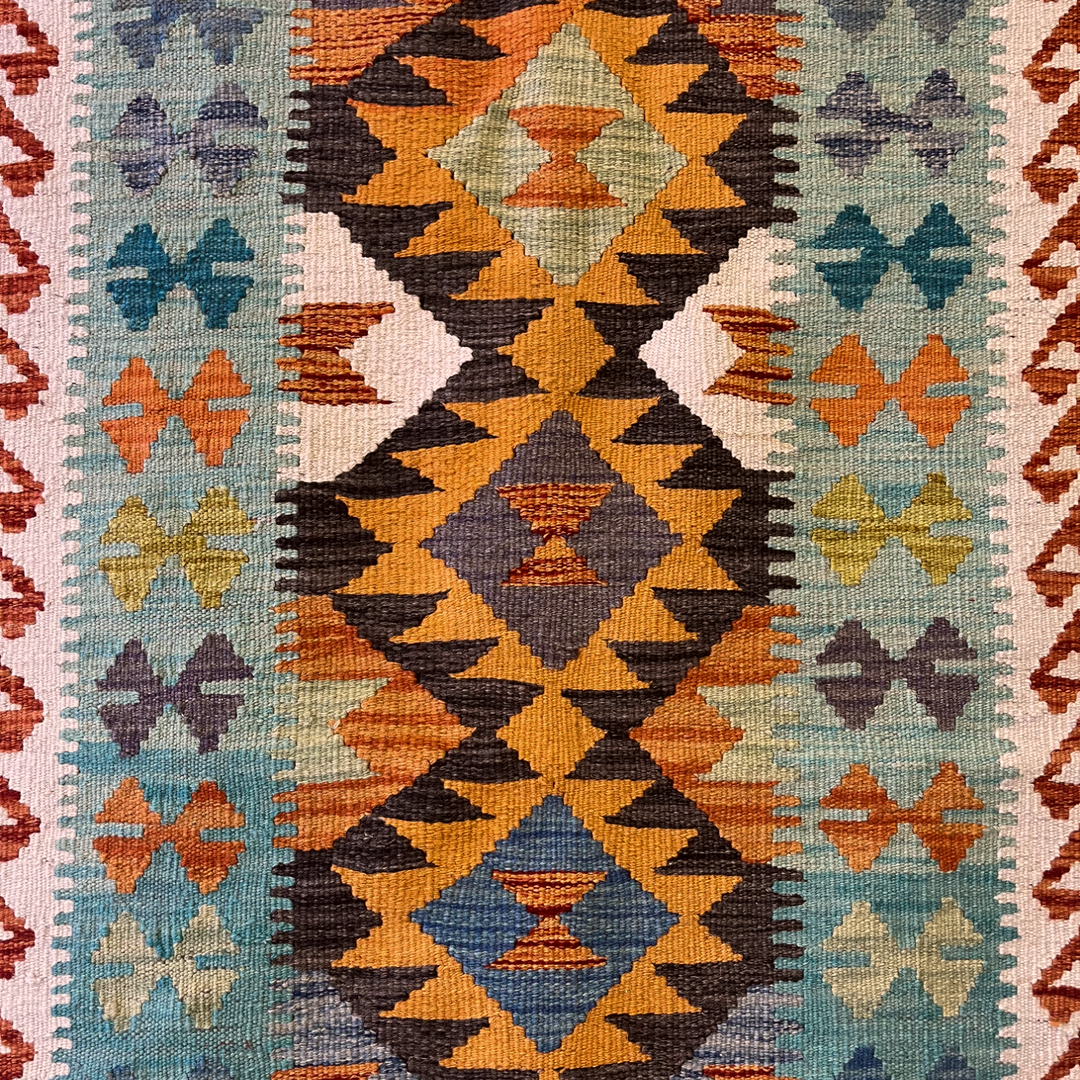 Multicolored Wool Kilim Runner