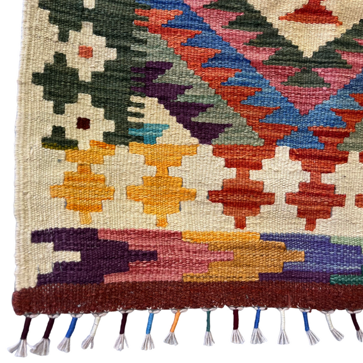 Bold Colored Wool Kilim Runner