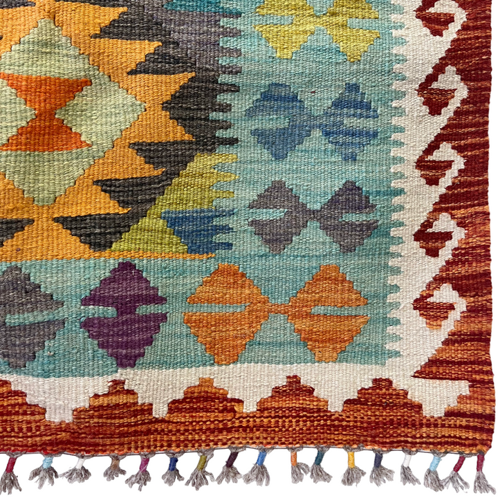 Multicolored Wool Kilim Runner