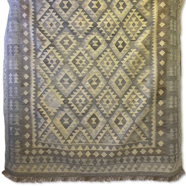 Large Neutral Wool Kilim Rug