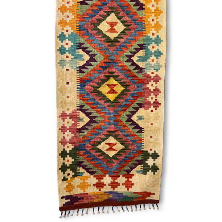 Bold Colored Wool Kilim Runner