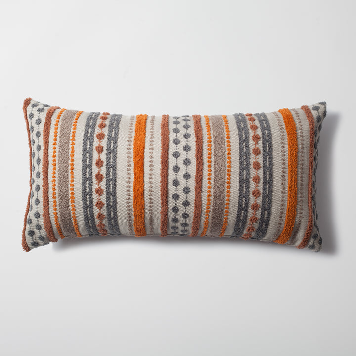 Avenue Lumbar Long-Burnt Orange, Orange, Grey, Linen