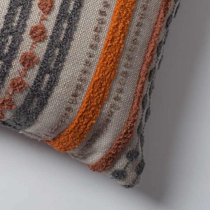 Avenue Lumbar Long-Burnt Orange, Orange, Grey, Linen