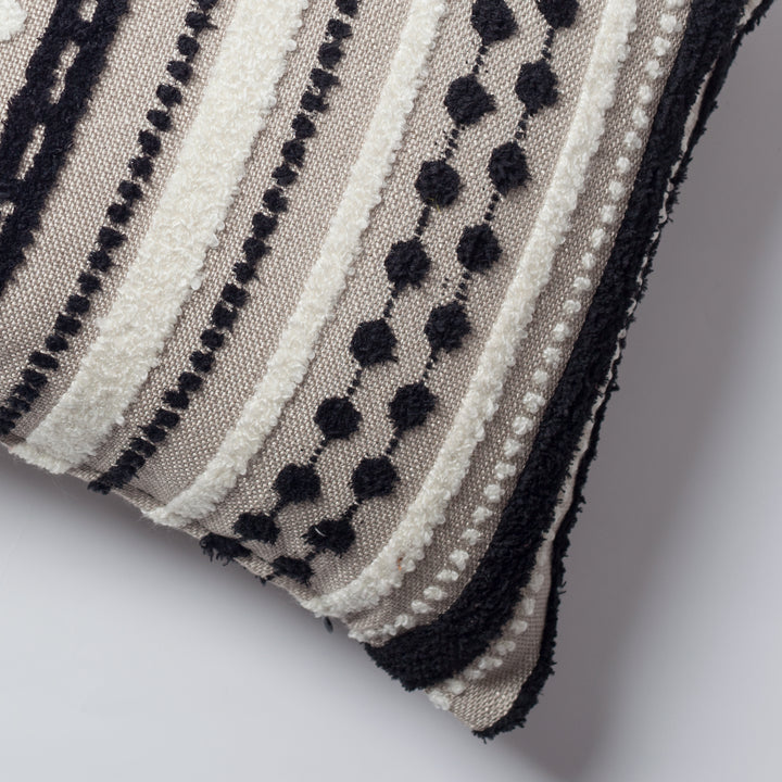 Avenue Lumbar-Black, White and Linen